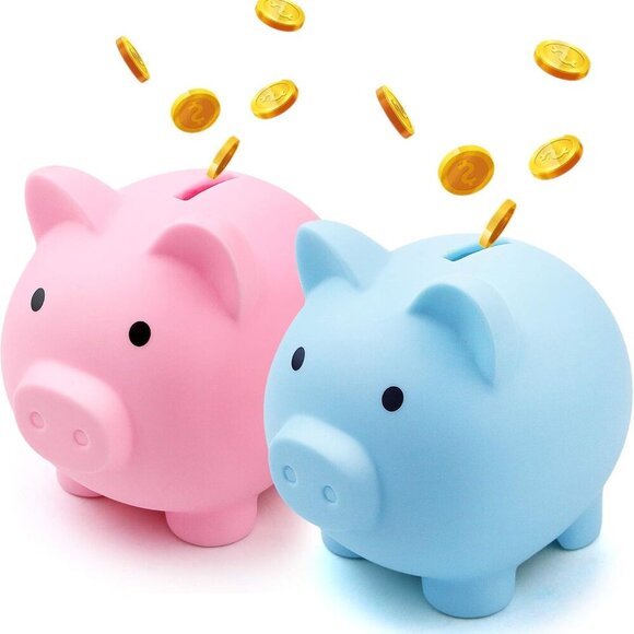 Other - 2 Pack Plastic Cute Pig Money Bank,Unbreakable Piggy Saving Money Box Coin Bank